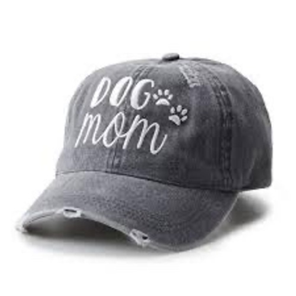 (B6) Sonoma Dog Mom Embroidered Distressed Baseball Cap Charcoal Grey Hat